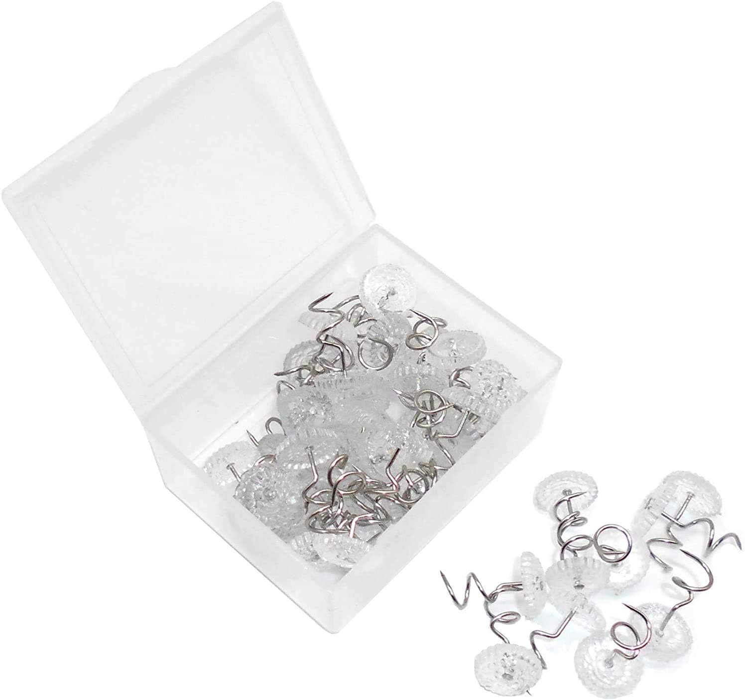 longsen Twist Pins 50 Pcs Bed Skirt Pins with Clear Heads Holds Upholstery Twist Pins Holds Bedskirt, Sheet, Sofa Cushion, Slipcovers Pins for Sewing and Home Decor -