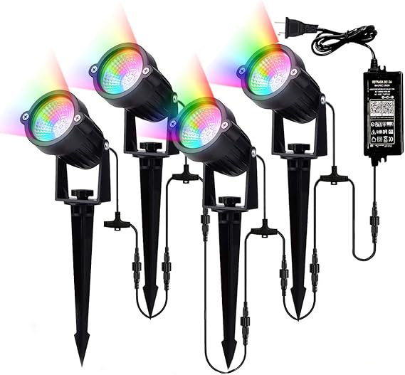 Landscape Spotlights 34ft Bluetooth Connected APP Control Garden Lights, Pathway Light with 24V