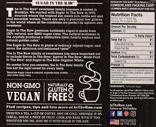 Sugar Packets, Raw Sugar, 0.18 oz Packets, 500 per Carton