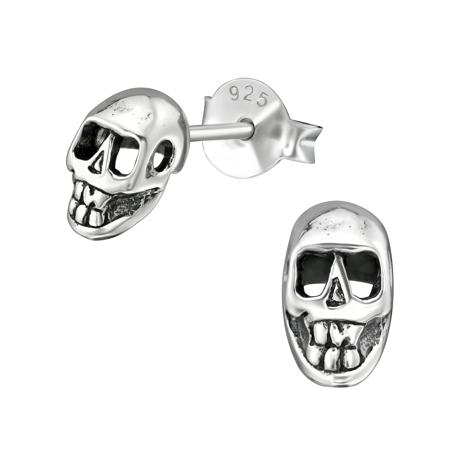 925 Sterling Silver Oxidised Lightweight Hollow-Back Women 925 Sterling Silver Skull Stud Earrings for Women & Girls – Everyday Jewellery Gift Boxed