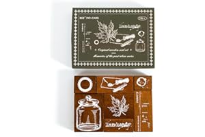 Alideco Vintage Floral Stationery Wooden Stamp DIY Decorative Prints Stamps Set for Journaling Crafts Card Making Painting Teaching (shouzuoriji)