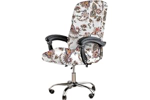 CRFATOP Stretch Office Chair Cover Printed Desk Chair Cover with Zipper Universal Rotating Computer Chair Cover Washable Office Chair Seat Cover Armchair Cover Slipcovers for Desk Computer Chair,L,01