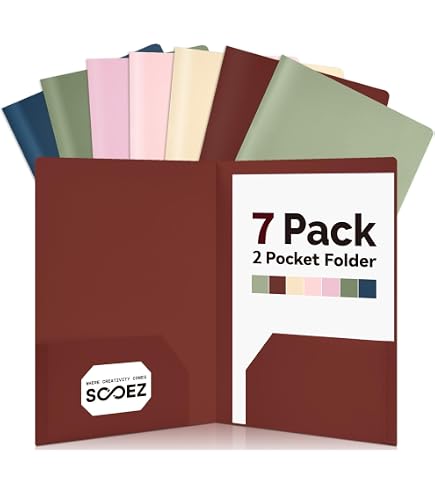 Amazon.com : Sooez 7Pack Folders with Pockets, Plastic Pocket