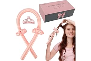 AUITRONCARE Heatless Curling set,Silk Curls Rod Headband,No Heat Rollers to Sleep in Overnight,Satin Hair Curlers for Long and Medium Hair(Pink)