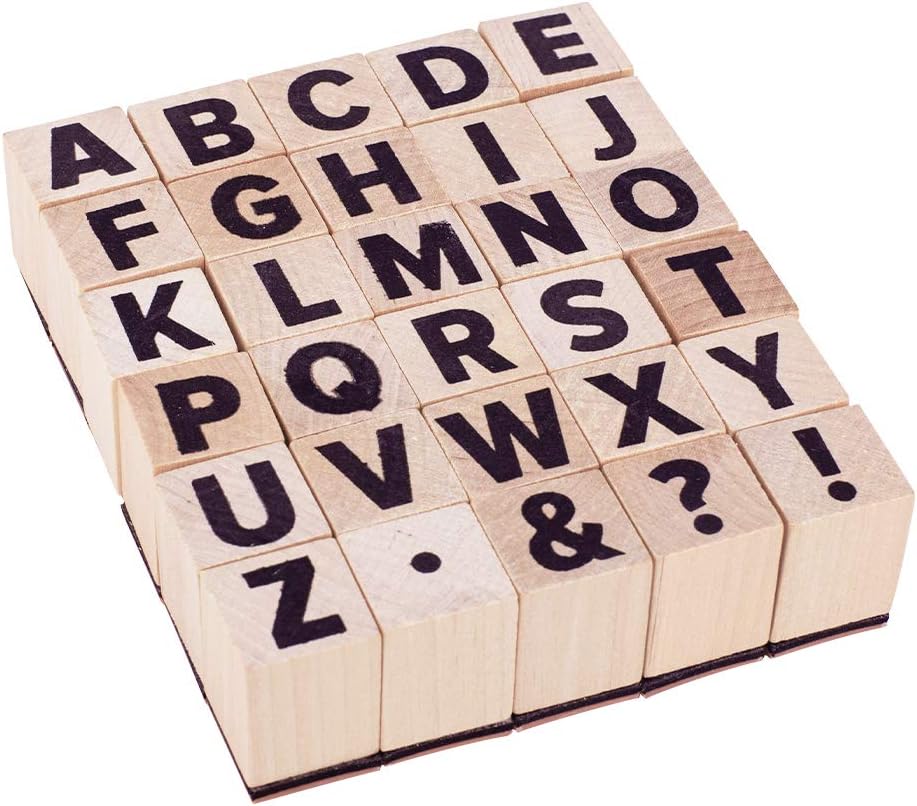 PH PandaHall 30pcs Capital Letters Wooden Stamps