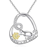UCADRIT Cat Necklace 925 Sterling Silver Heart Cat Pendant with Sunflower Jewelry for Women Mom