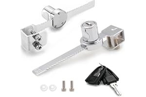 XIEHE 318 Sliding Glass Door Lock, Closet Locks for Sliding Doors with 2 Keys, Ratchet Lock with Chrome Finish, No Drill Cabinet Door Lock (1 Pack, Keyed Different)