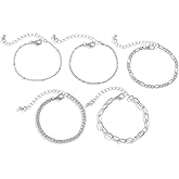 Quivox Trendy Gold Layering Bracelets for Women Charm Adjustable Chain Stack Bracelets Silver Paperclip Snake Bracelet Set Simple Everyday Bracelet Jewelry