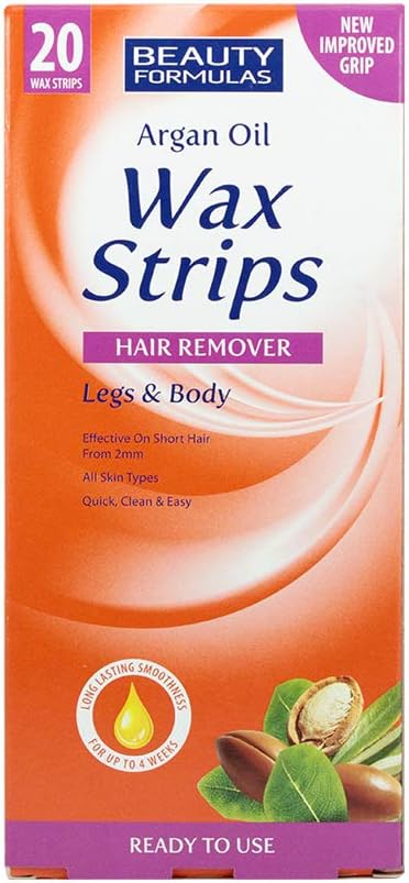 BEAUTY FORMULAS ARGAN OIL WAX STRIPS, 20 Count (Pack of 3), white