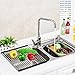 Veego Roll-Up Drying Rack Stainless Steel Folding Over Sink Dish Rack Black 19.7''(L) X14.1''(W)