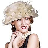 HIMESPORT Wedding Bridal Derby Bowler Hats for Women Ladies with Feather Elegant Cocktail Tea Party Dress Sinamay Fascinators Hat Beige