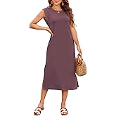 Naggoo Summer Dresses for Women 2026 Sleeveless Casual Split Midi Dress Maxi Beach Travel Vacation Sundress with Pockets