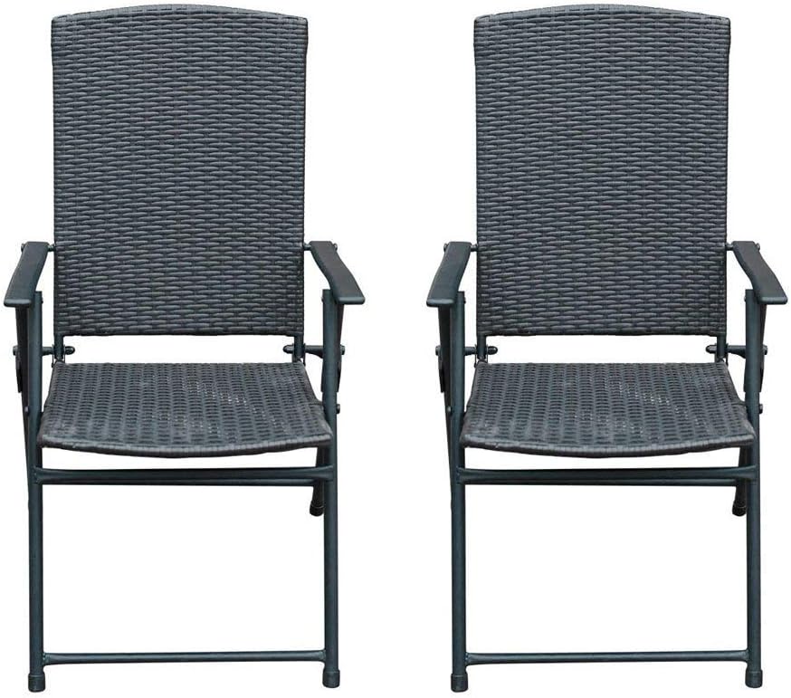 Sunlife Folding Rattan Chairs Outdoor Indoor Foldable Camping Garden Furniture Chairs Set Of 2 Dark Brown Amazon Ca Patio Lawn Garden
