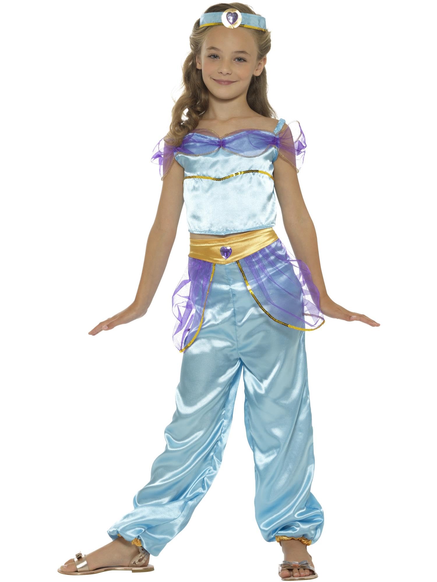 Smiffys Arabian Princess Costume, Blue with Top, Trousers & Headpiece, Girls Fancy Dress, Princess Dress Up Costumes