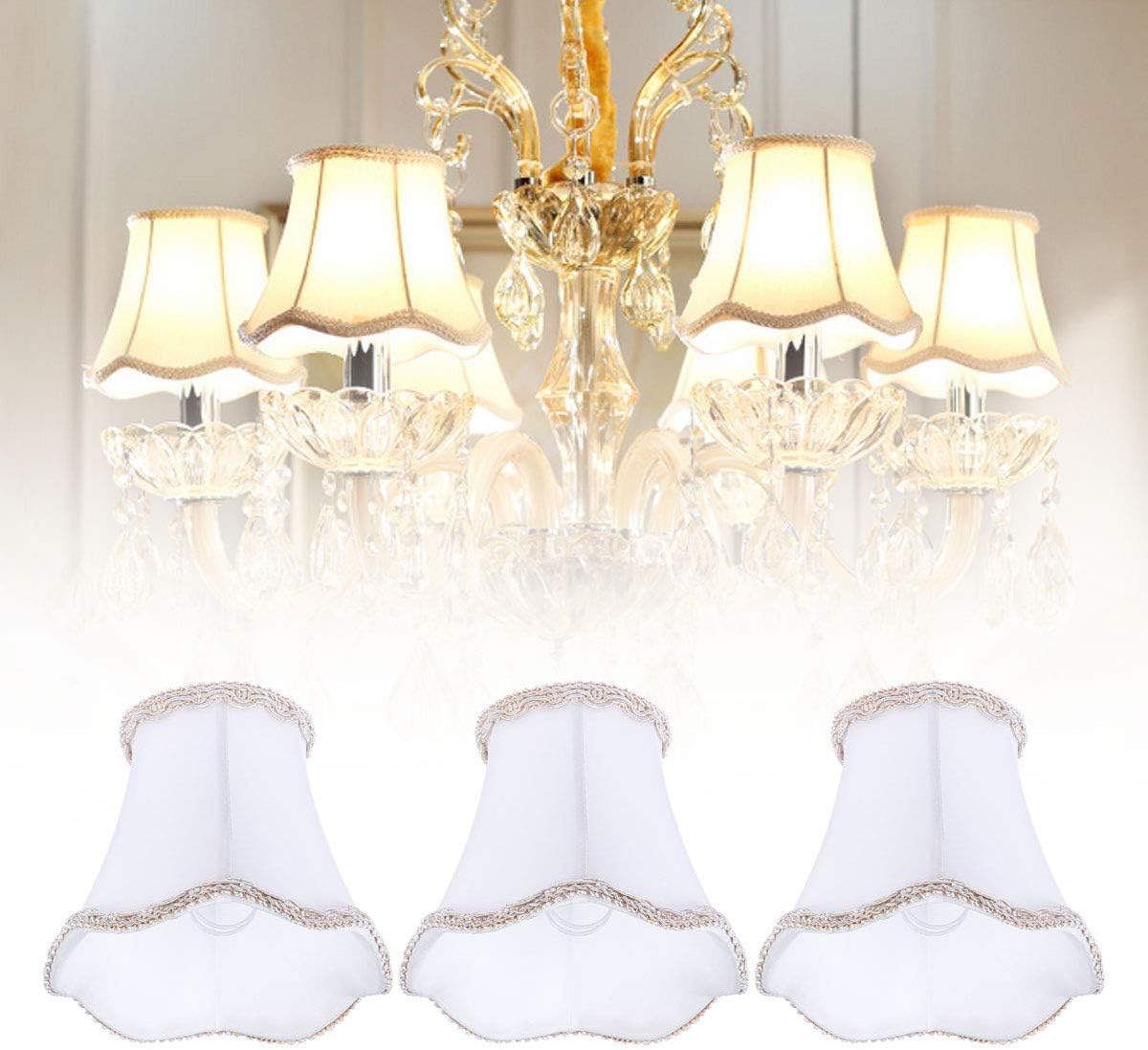 LIOOBO 3pcs/Bag European Lamp Shades Candle Chandelier Lampshade Holder Modern Shade kit for Upward Pointed Candle-Style Bulb/Table/Wall Light (024White Flash) - Image 3