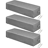 LECEHIVO 3 Pcs Patio Chaise Lounge Cover with Handle Strap 30" D x 83" W x 12" H Outdoor Furniture Lounge Chair Cover Waterproof UV Resistant for Furniture Protection (Gray)