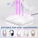 KDD Headset Stand w/ Controller Hook 9 Light Modes White Gaming Desk PC PS5 view 5