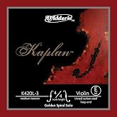 D'Addario Kaplan Golden Spiral Solo Violin String - Single E String - K420L-3 - Violin Strings - 4/4 Scale, Medium Tension, Loop End