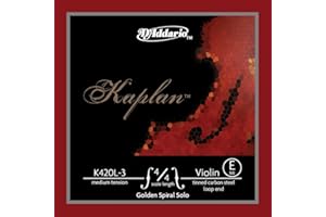D'Addario Kaplan Golden Spiral Solo Loop End Violin Single E String, 4/4 Scale, Medium Tension