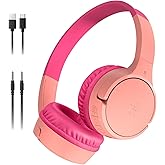 Belkin SoundForm Mini - Wireless Bluetooth Kids Headphones with 30H Battery Life, 85dB Safe Volume Limit, Built-in Microphone - Kids On-Ear Earphones for iPhone, iPad, Fire Tablet & More - Pink