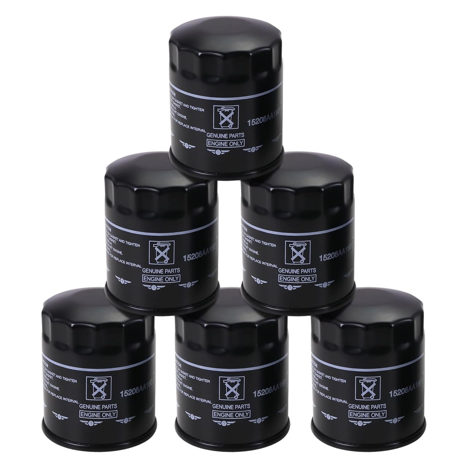 Photo 1 of 15208AA21A Engine Oil Filter Compatible with 2011-2025 Subaru Outback Legacy Impreza Forester XV Crosstrek Ascent Replace# 15208AA160 15208AA20A (6 Pack)
