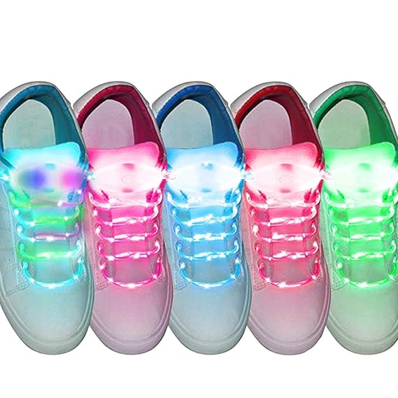 AimdonR 5pcs LED Nylon schnürsenkel,Leuchten Schnürsenkel mit 3 Modi,6 Farben Disco Flash Beleuchtung,Die Nacht für Party/Hip