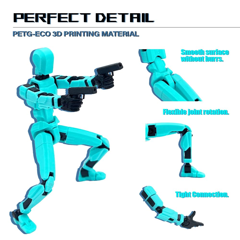 (Assembly Completed) T13 Action Figure Set, 3D Printed Toys Robo 13 Action Figure,Dummy 13 Titan 13 Action Figure (Canal Blue)
