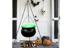 AISENO Halloween Decorations Outdoor Large Witch's Cauldron on Tripod with Lights - Hocus Pocus Candy Bucket Party Decoration for Home Porch Yard