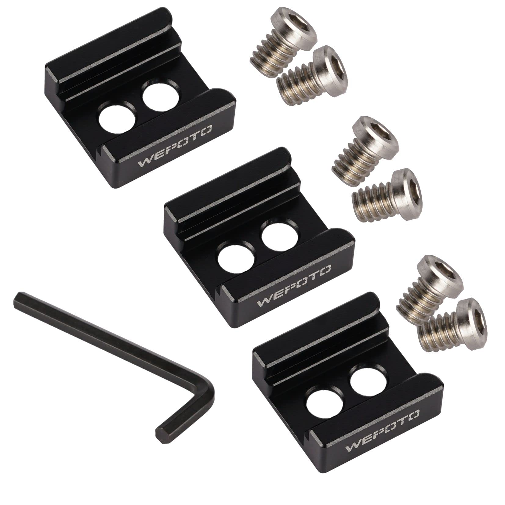 WEPOTO Cold Shoe Mount Adapter (3pcs Pack) with 1/4"-20 Thread for Camera Cage Flash LED Moniter - 1005