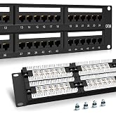Enmane 2U 48 Port Patch Panel CAT6A Patch Panel(EC Listed) Rack Mount 19inch Ethernet Patch Panel Punch Down for Cat6A,Cat6, Cat5e, Cat5 Cabling (CAT6A)
