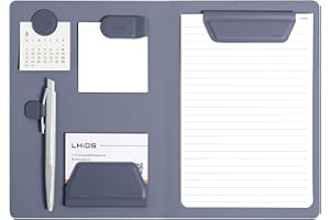 LHiDS Creative Magnetic Business Portfolio Lite Resume Padfolio Organizer with Clipboard, Paper Clip, Writing Pad, Pen/Card Holder, Magnetic Closure for Work, School and More (Midnight Blue, A5)