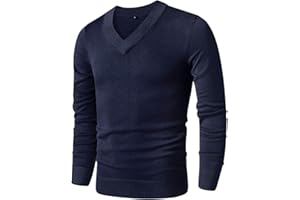 LTIFONE Sweaters for Men, Mens V Neck Sweater Slim Fit Comfortably Knitted Long Sleeve Casual Business Pullover Dress Sweater