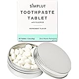 SIMPLUT Toothpaste Tablet with Fluoride – Camping Travel Hiking Backpacking - Vegan Natural Ingredient - White Teeth, Fresh B