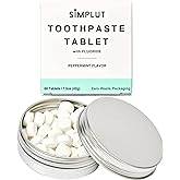 Chewable Toothpaste Tablets with Fluoride, 60 Pack - Travel Sized Oral Care, Eco Friendly Vegan Dental Tabs for Brushing - Al