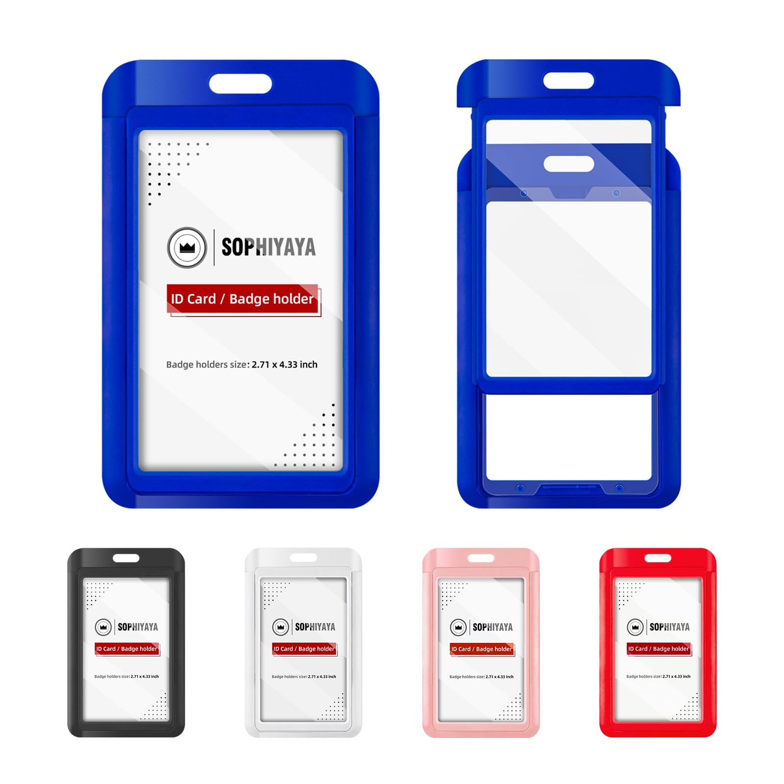 6 Pack Sliding ID Badge Holder with Double-Sided
