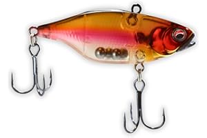 U.S.A. BASS TACKLE USA BASS Tackle M-Series Lipless Crankbait Premium Finish Hard Bait with Owner Stinger Treble Hooks for Giant Largemouth Smallmouth Spotted Bass Fishing