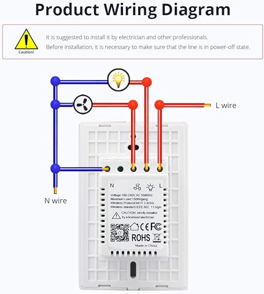 BENEXMART Smart WiFi Switch para fan light Compatible con Alexa Google Home Smart Life App Control