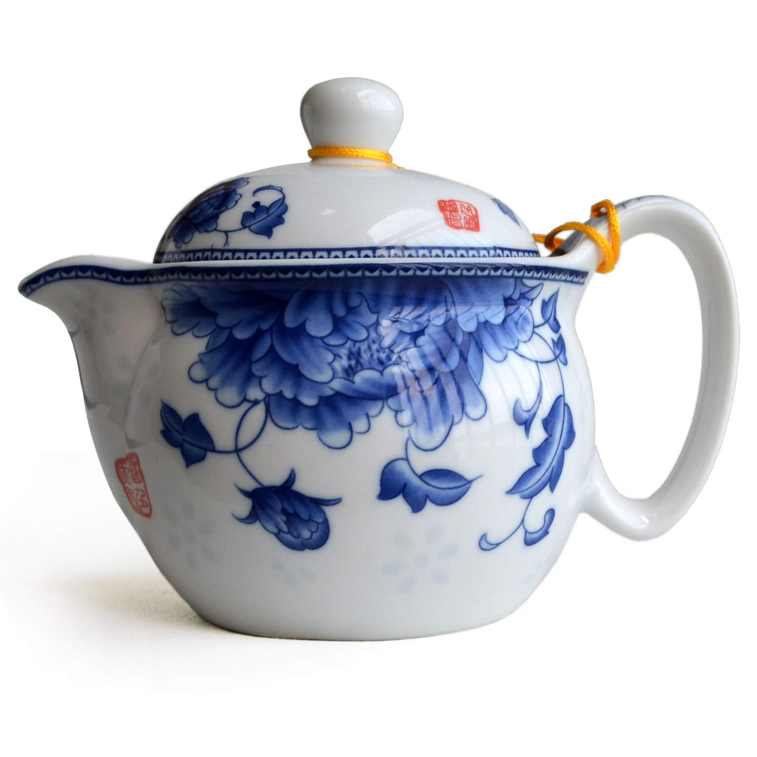 Yxhupot Teapot 12oz/350m Blue China Porcelain Stainless Steel Filtration Mash Infuser Tea