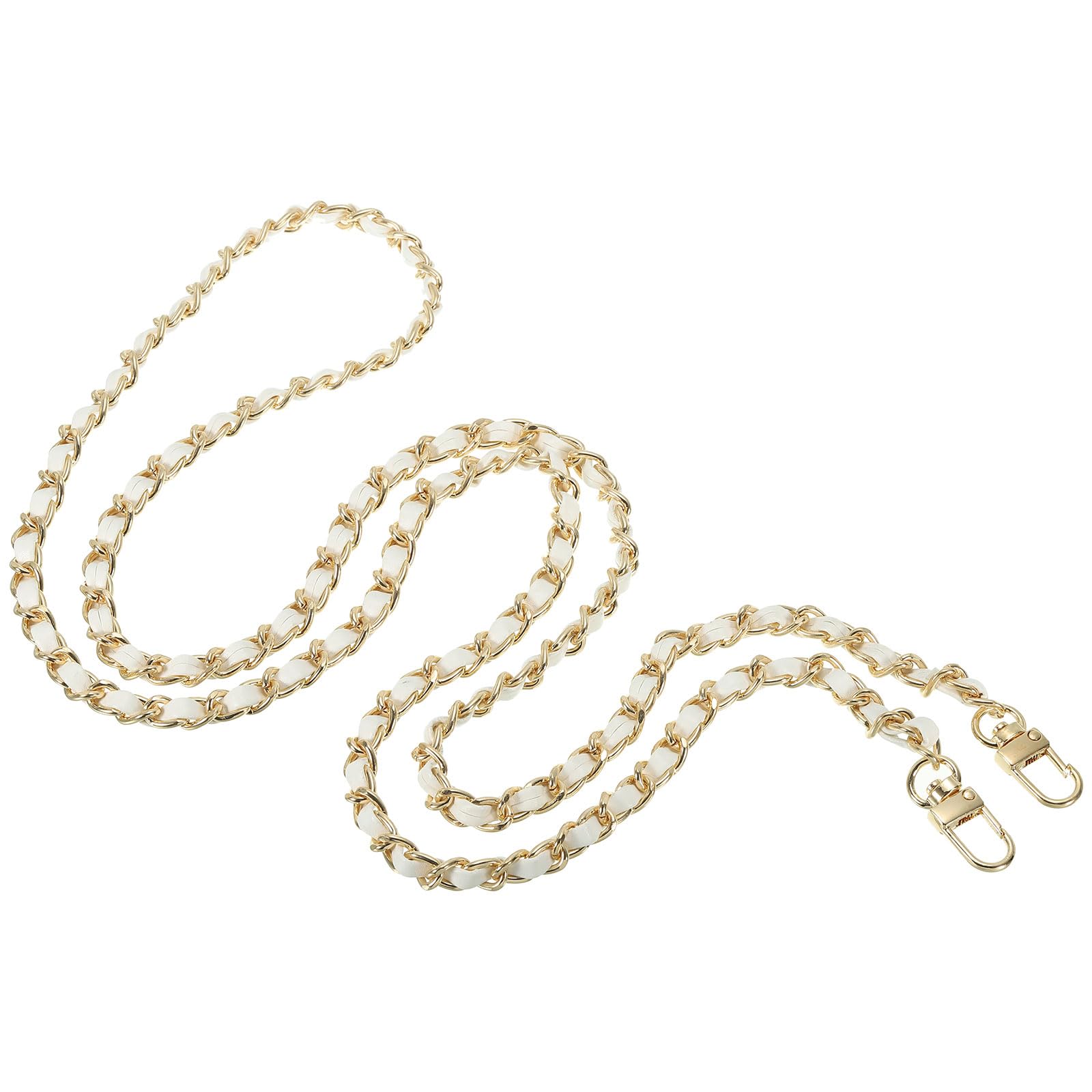 PATIKIL 55 Inch Purse Chain Strap, Leather Metal Chain Strap Replacement Chain for Bag Shoulder Crossbody Clutch Handbags, White/Gold
