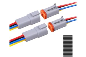 Exqutoo 2Pack 4-Pin Waterproof DT Connector Male and Female Wire Connectors with 16AWG 105℃ 600V Wires and Heat Shrink Tubes, Applicable for Automotive Electrical Connections