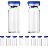 Plceo Sterile Empty Vials with Self Healing Injection Port,with Aluminum Plastic Cap，Sealed Empty Vials (10ML 12PCS)
