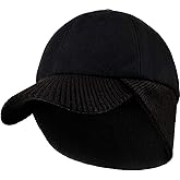 LCZTN Wool Winter Baseball Cap with Warmer Earflap for Men & Women Outdoor Ski Visor Beanie Hat