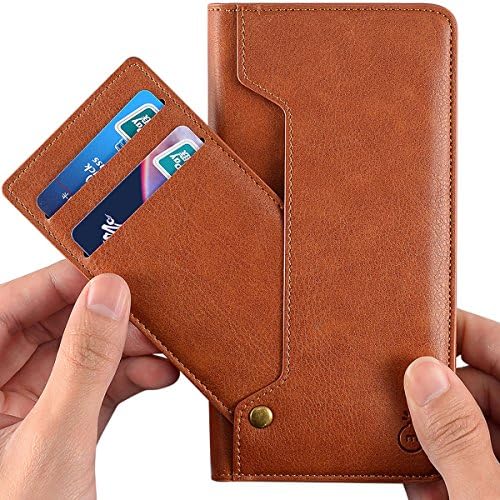 iPhone 8 Plus Case Leather Wallet Phone Case Slim Flip Cover with Kickstand and Movable Card Slots Up to 7 Cards (Brown)