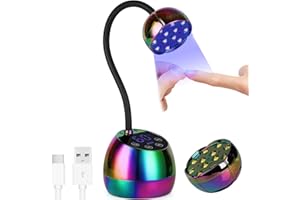 PHAIN U V LED Nail Lamp - 36W Mini Cordless Flash Cure Lamp for Gel x Nails,Gooseneck Portable Gel Nail U V Light Nail Dryer Auto Sensor with 3 Timers and LCD Display for Home DIY