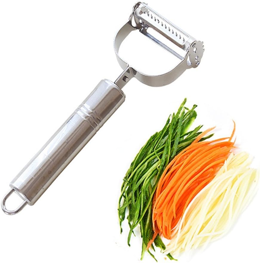 Bringsine Premium Ultra Sharp Stainless Steel Dual Julienne & Vegetable Peeler Slicer -Tool for Making Delicious Salads and Veggie Noodles