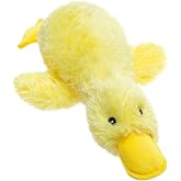 EXPAWLORER Plush Squeaky Duck Dog Toy - Dog Toys to Keep Them Busy, Soft Stuffed Animal, Best Birthday Gift Interactive Filled Chew Toys for Small Medium Dogs Puppy Biting Training Teething, Yellow