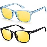Guiqulai Night Driving Glasses Polarized - Anti Glare Yellow Lens Night Vision for Foggy Rainy Weather, Day & Night Use