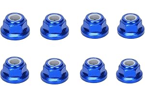 ADORLY 8pcs Serrated Aluminum M5 5mm Flanged Nylon Locking Nuts for Traxxas UDR Traxxas Maxxs 89086-4 89076-4 85086-4 Upgrade Parts Blue