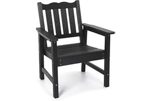 Stoog All-Weather Outdoor Chairs, Patio Dining Chair with Curved Backrest, 400 lbs Support Patio Chair, Black