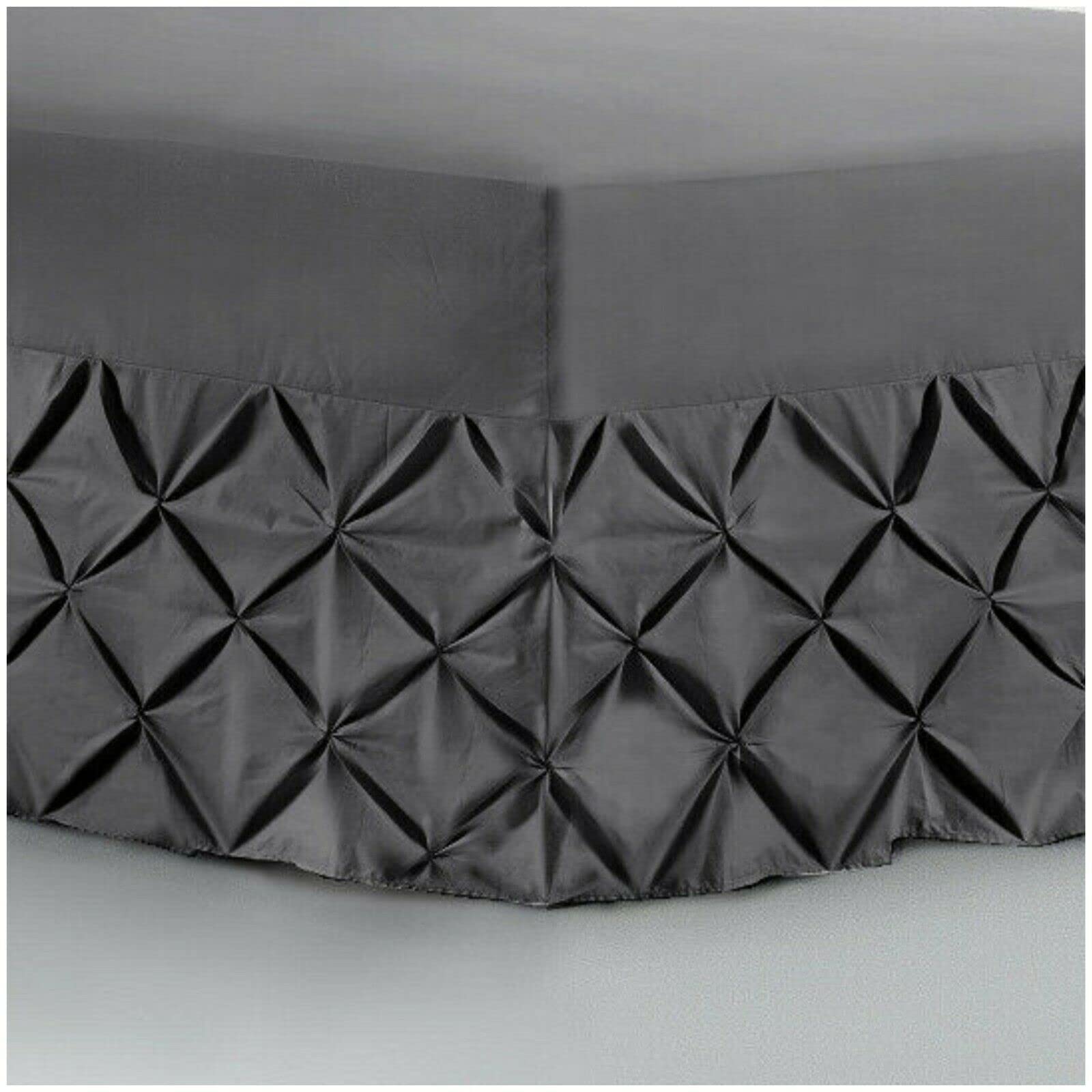 Double Bed Valance Sheet 100% Egyptian Cotton 200 Thread Count Extra Deep Skirt Pocket Mattress White | Silver | Charcoal | Pink Fitted Bed Sheets (Double, Charcoal)